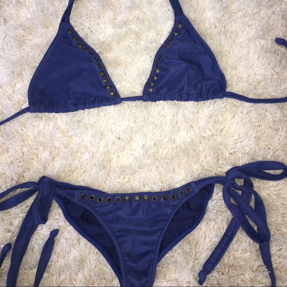 Blue suede bikini